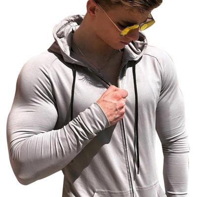 China Antibacterial Jacket For Men Sportswear Zipper Fitness Hoodies With Pockets for sale