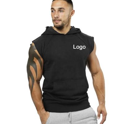 China Antibacterial Custom Logo Gym Clothing Men's Workout Tank Sleeveless Hoodies for sale