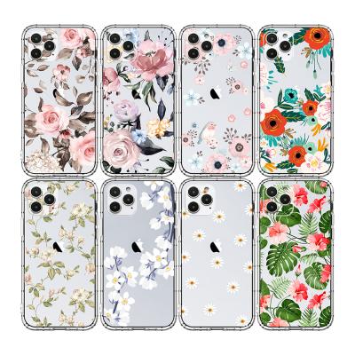 China Floral Printing Shockproof Daisy Clear TPU Cell Phone Bags For iPhone 12 Pro Max for sale