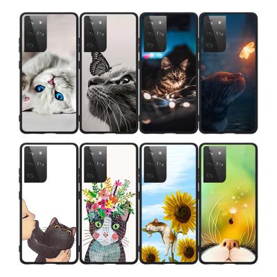 China Lovely Cat Pattern Lightweight Matte TPU Soft Cartoon Cell Phone Case For Samsung Galaxy S21 Ultra for sale