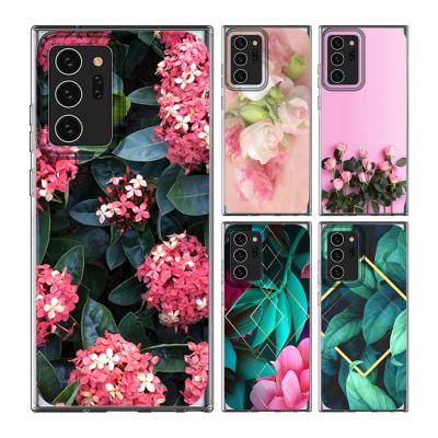 China Easy To Install Green Leaves Flowers Pattern Soft Clear TPU Cell Phone Case For Samsung NOTE20 PLUS for sale