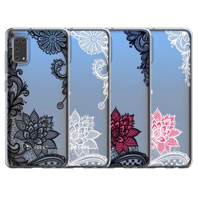 China Easy To Install Black Lace Women Design Clear TPU Cell Phone Case For Samsung Galaxy A41 A61 A01 for sale