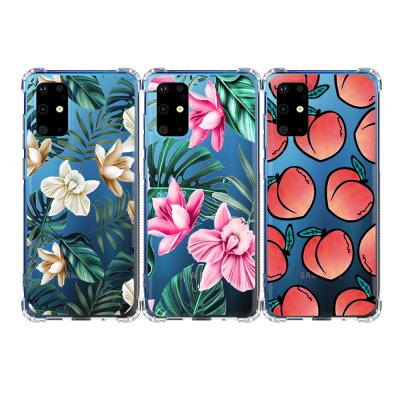 China Easy To Install Shockproof Airbags Green Leaves Design Clear TPU Cell Phone Case For Samsung Galaxy S20 Ultra for sale