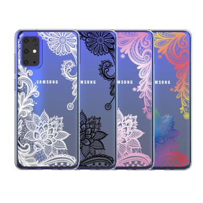 China Easy To Install Love Heart Lace Design TPU Cell Phone Clear Case For Samsung Galaxy S21 PLUS for sale