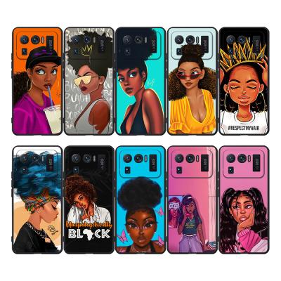 China Painting Shockproof Black Girls Cartoon Soft Cell Phone Case For Xiaomi 11 pro for sale