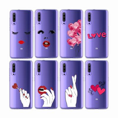 China 100% Clear Heart Love Lips Phone Case Phone Face Designs TPU Smile Cell Phone Cases For xiaomi 9 cc9 MIX for sale