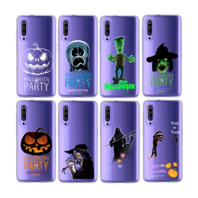 China 100% eco-friendly phone case Halloween party pumpkins design clear TPU cell phone case for xiaomi 9 rpo cc9 for sale