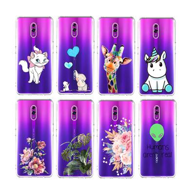 China Light Cartoon Cat Leaves Giraffe Clear TPU Cell Phone Case For OPPO0 RENO 10X ZOOM for sale