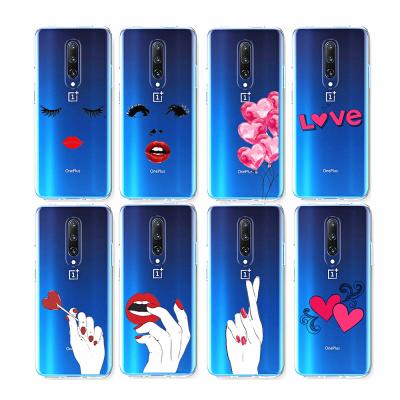 China 100% Custom Phone Case Eco-friendly Love Heart Lips Design Clear Soft TPU Cell Phone Case For OnePlus 7 Pro for sale