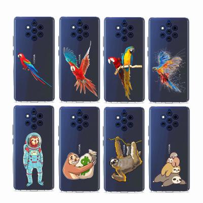 China 100% Eco-friendly Phone Case Sloth Bear Scarlet Macaws Design Clear TPU Cell Phone Case For Nokia 8 6.1 2.2 for sale