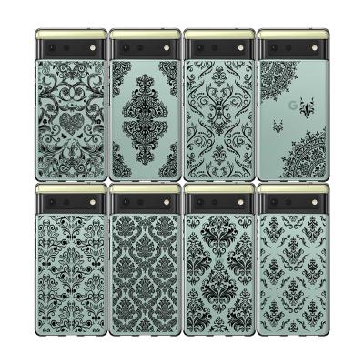 China Retro Flower Lace Shockproof TPU Clear Phone Case For Google Pixel 6 Pro for sale