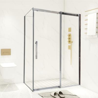 China Modern 6mm Tempered Glass Bathroom Sliding Glass Enclosure L Shape 304 Stainless Steel Shower Enclosure Corner Shower Sliding for sale