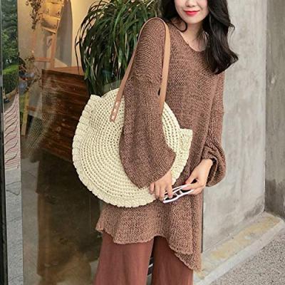 China 2021 Fashion Shoulder Bags Women Straw Beach Bag Tote Shopping Handbag For Summer for sale