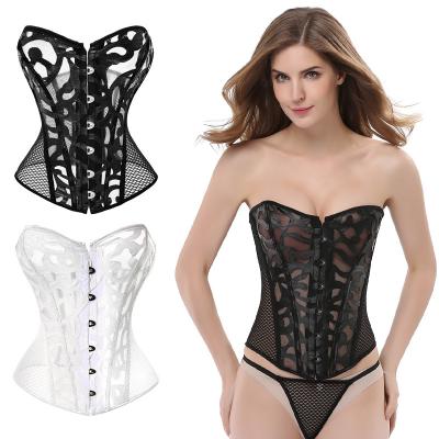 China 2021 New Spandex/Polyester Fashion Classic Corset Lace Up Boned Top Waist Cincher Bustier Shapewear Jumpsuit for sale