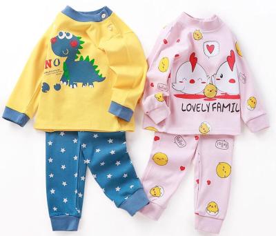 China Moco 2021 Breathable Children's Long Sleeve 2pcs Cartoon Sets 100% Cotton Pajamas Nightgowns For Girls And Boys for sale