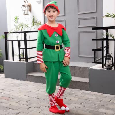 China Anti-UV Halloween Boys Girls Kids Elf Santa Clothes Christmas Red Green Clothing Parent-Child Sets Adults Costume Kids for sale