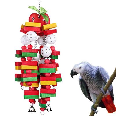 China Wholesale Sustainable Colorful Handmade Wooden Cotton Rope Pet Toy - Chew Toys For Papagaio Parrots for sale