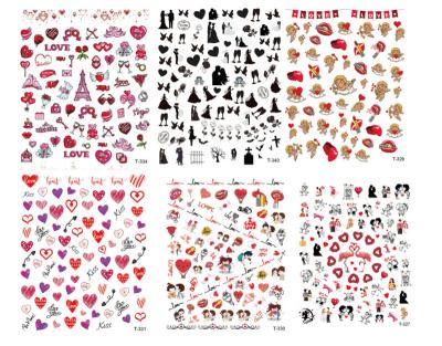 China New fashionable 3d design valentine's day nail sticker love rose kiss lipstick perfume sticker for sale