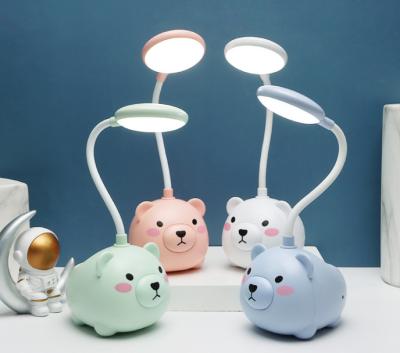 China 2022 Modern Led Fill Light Mini Night Light Bedroom Table Desk Lamp Pen Holder Learning Eye Protection Cartoon Bear Pig HOTCreative for sale