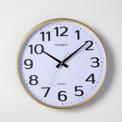 China 2021 latest wholesale high quality minimalist simple face style bedroom wall clock European gold for sale