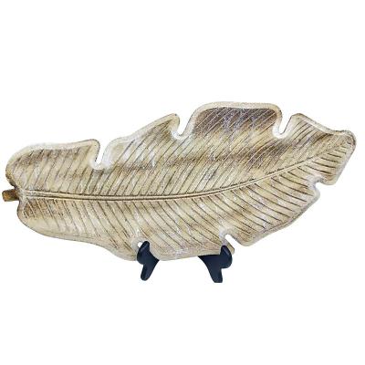 China Contemporary Nordic Home Decoration Accessories Leaf Art Gold Home Decor Storage Dish Modern Luxury Dish for sale