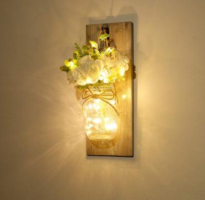 China Contemporary rustic home decor handmade wooden hangings lighted with remote control for outdoor or home decor for sale