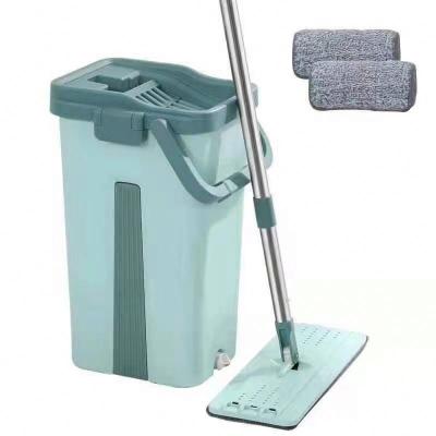 China Hospital Sustainable Bucket Clean Drainer Bucket With Flat Broom Mop With Bucket for sale