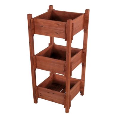 China Eco-friendly 3 Layers Wooden Flower Planter Wooden Flower Tree Planting Box Home Decoration Garden Planter for sale