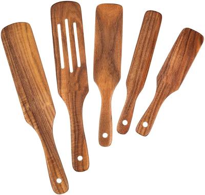 China Handmade Wooden Spurtle Set, Heat Resistant, Non-Stick Wooden Spoons for Cooking, Spurtle for Stirring, Mixing, Serving Set 5 for sale