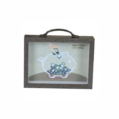 China Custom Cheap Unfinished Wall Art Frames Wholesale Europe Top Slot Shade Box Wood Silver Bank for sale