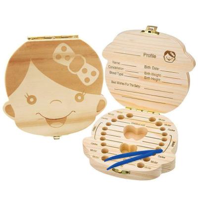 China Gifts milk teeth box storage box, wooden milk teeth memorial box, milk teeth/pedal/pedal box for boys and girls for sale