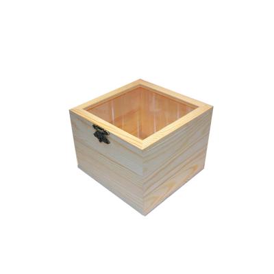 China Recyclable Custom Log Lid Square Glass Packing Box Luxury Flower Wooden Box for sale