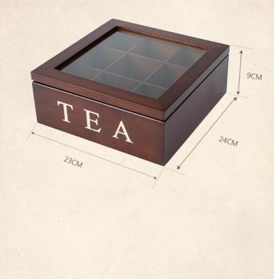 China China Brown Color Pine Wooden Tea Box With Glass Lid for sale