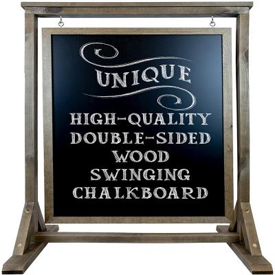 China Rustic Handcrafted Easel Chalkboard Painting Sign Uniquely Designed Wooden Sidewalk Sign Message Board With Double Sided Display for sale