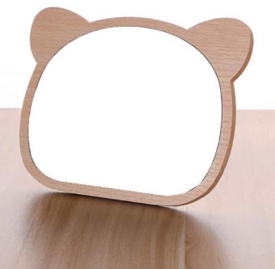 China Cute Europe Table Mirror With Stand For Makeup Vanity Decorative Wooden Personal Wooden Mirror Vintage Home Decoration For Girl for sale