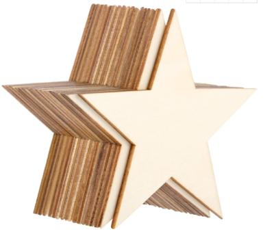 China Europe 36 Pieces Blank Wooden Cutouts Unfinished Wood Pieces For DIY Arts Craft Project, Decoration, Gift Tag (Star) for sale