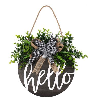 China Europe Hello Welcome Sign Front Door Round Wooden Sign for sale