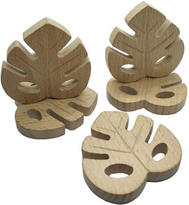 China Europe 10pcs Baby Wooden Teether Product Organic Beech Leaf Shape Eco-friendly Safe Wooden Baby Teether DIY Pendent Chew Toys (10pcs) for sale