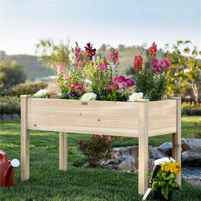 China Eco-friendly Wholesale Wooden Vegetable Planting Rectangular Tabletop Log Color Plant Planting Box for sale