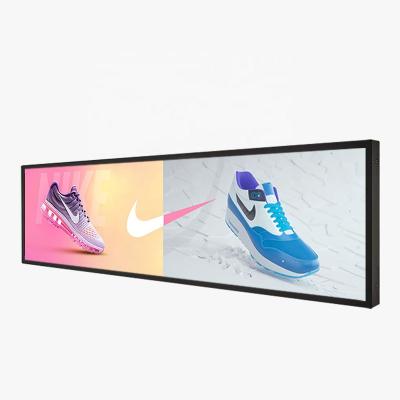 China Indoor 19.5 24.8 28.6 37 Inch Shelf Edge Led Display Screen Supermarkets Advertising Screen Stretched Bar LCD Display for sale