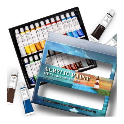 China Art Painting 12ml Paint Tube 24colors Acrylic Glass Non-Toxic Acrylic Paint For Kids for sale