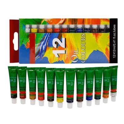 China Art Painting Oil Based 12colors Paint Dye Oil Painting Rich Color Paint Set for Kids and Adults for sale