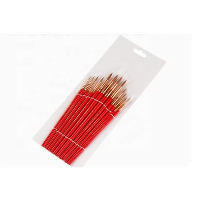 China 12pcs Hair Paint Brush Olive Oil Paint Brush Round Nylon Aluminum Paint Brush Set For Art for sale