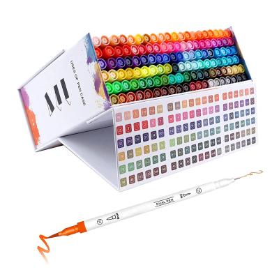 China 120 Color Paint Tip Brush Pen Markers Double Brush Pen In Magnetic Case For Adult for sale