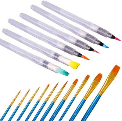 China 6pcs Watercolor Paint Water Brush Pen with Nylon Paint Pad Brush for sale