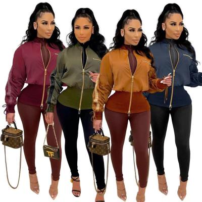 China 2022 new J&H Anti-wrinkle satin bomber jacket fashionable women zip up designer coat slim fit slim fit coats for sale