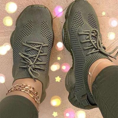 China CUSHIONING big size 43 ready to boat fashion 3D fabric fly knitted lightweight women casual walking shoes for sale