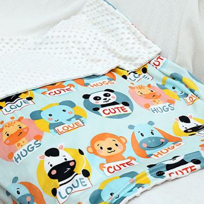 China PORTABLE Spot Goods Baby Wrap Super Soft Double Layers Blanket Minky Blanket Mink Dot Animal Cartoon Soft Newborn Baby Blanket for sale