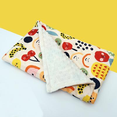 China Anti-pilling Ready To Ship Baby Blanket Fruit Minky Toddler Blankets For Boys Or Girl Dotted Supporting Double Layer Crib Receiving Blanket for sale