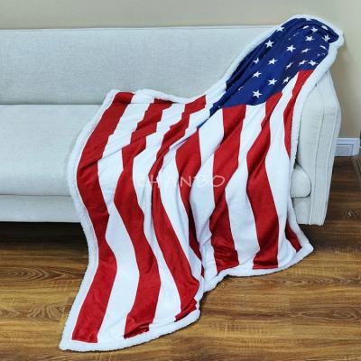 China Folded Customize Pattern Print Sherpa Throw Blanket Transfer Printing Custom Photos Blanket Flag Sublimation Blanket for sale